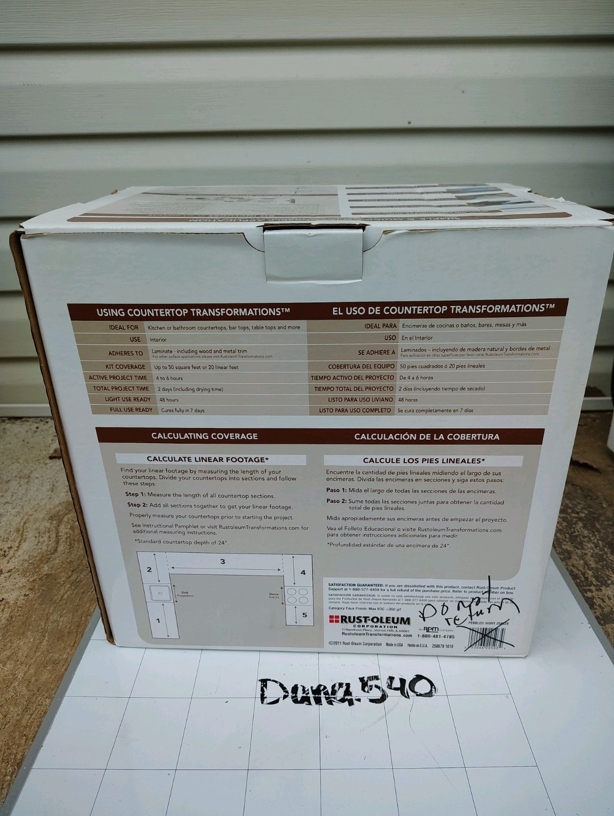 RustOleum 258529 Countertop Transformations Pebbled Ivory 70oz. Kit New Open Box