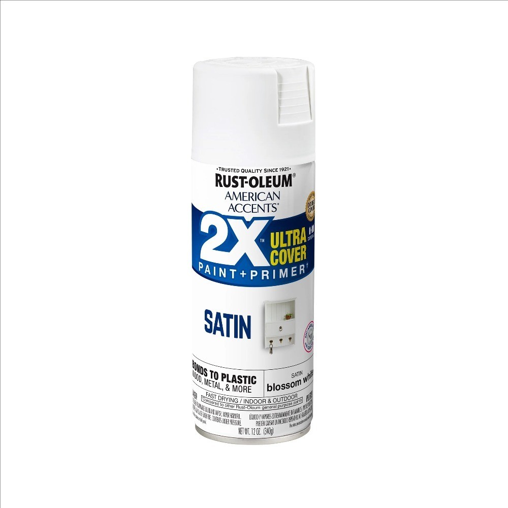 2-Pack Satin Spray Paint Ultra Cover White 12 oz Fast Drying Smooth Finish
