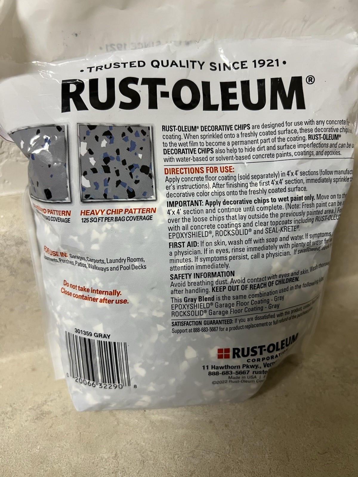 Rust-Oleum 301359 Decorative Color Chips, Gray Blend, 1Lb(454G)