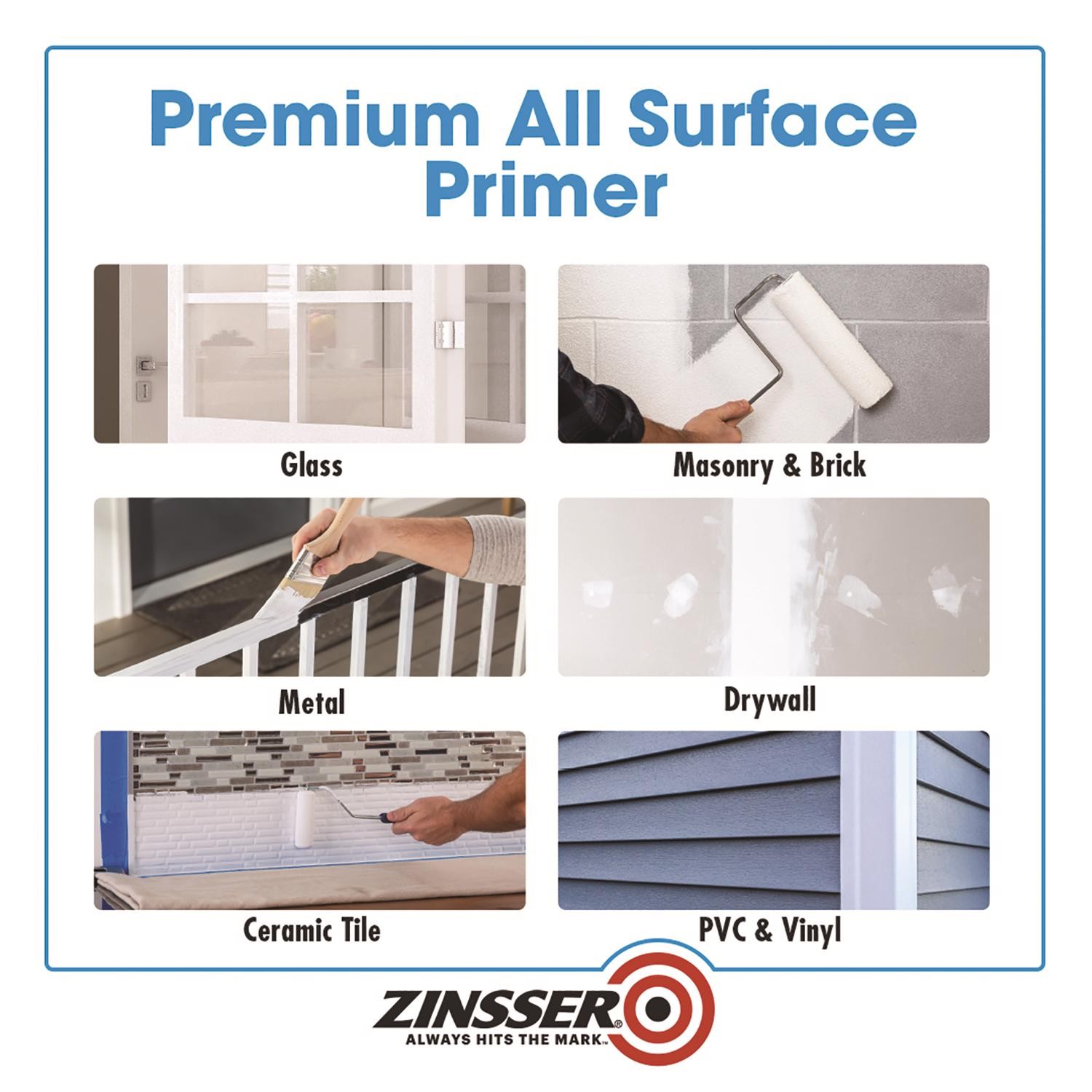 Zinsser 249933 White Acrylic Water-Based All Surface Primer 1 qt. (Pack of 6)