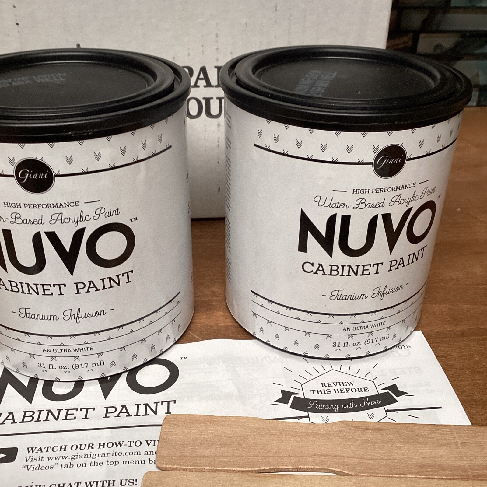 Nuvo Titanium Infusion Cabinet Makeover Paint Ultra Brilliant White Kit 2 Quart