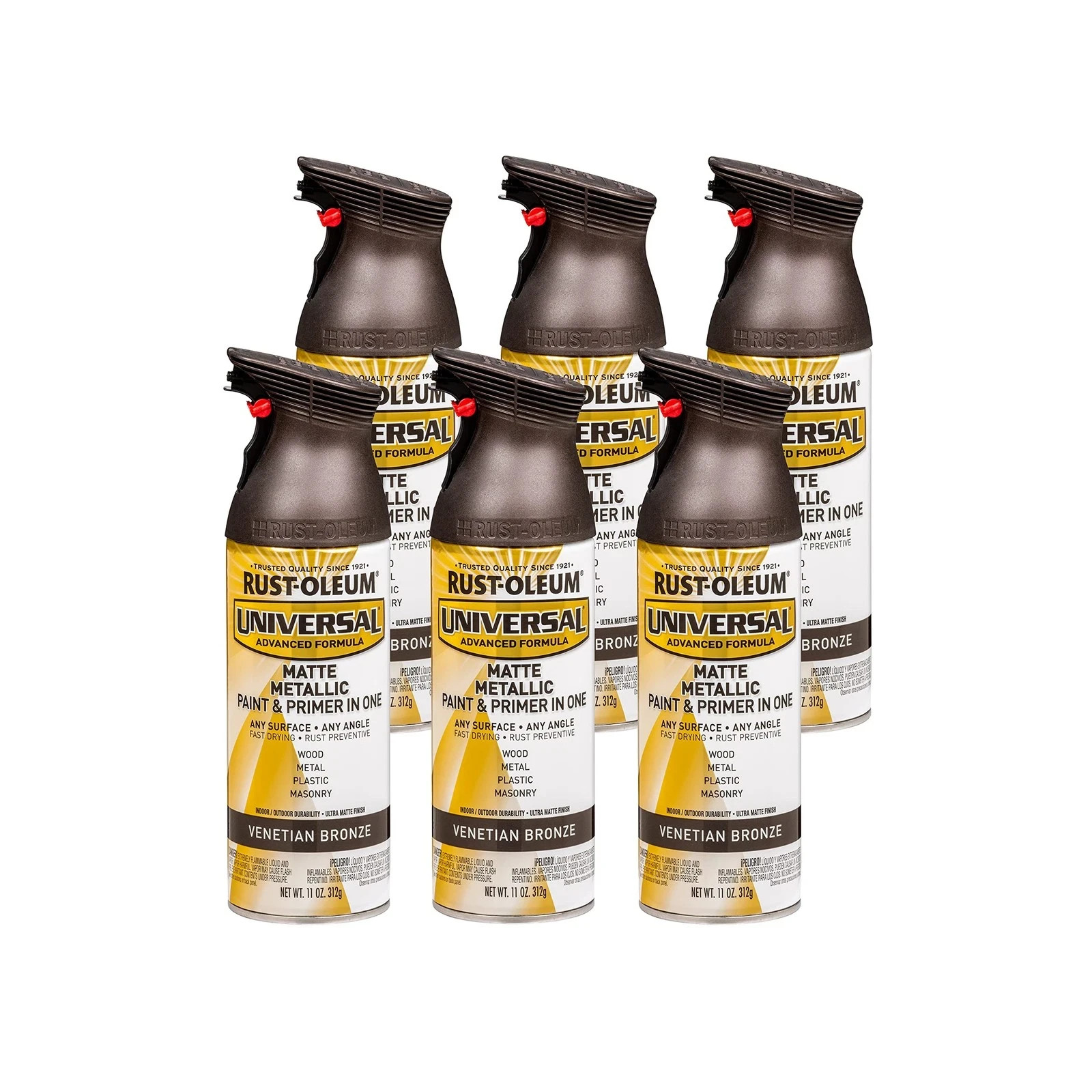 Rust-Oleum Spray Paint & Primer Matte Metallic Venetian Bronze 11oz (6pk)