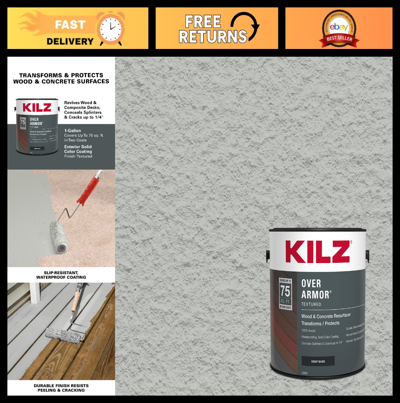 Textured Solid Coating Resurfacer for Wood, Composite & Concrete – Cape Cod Gray