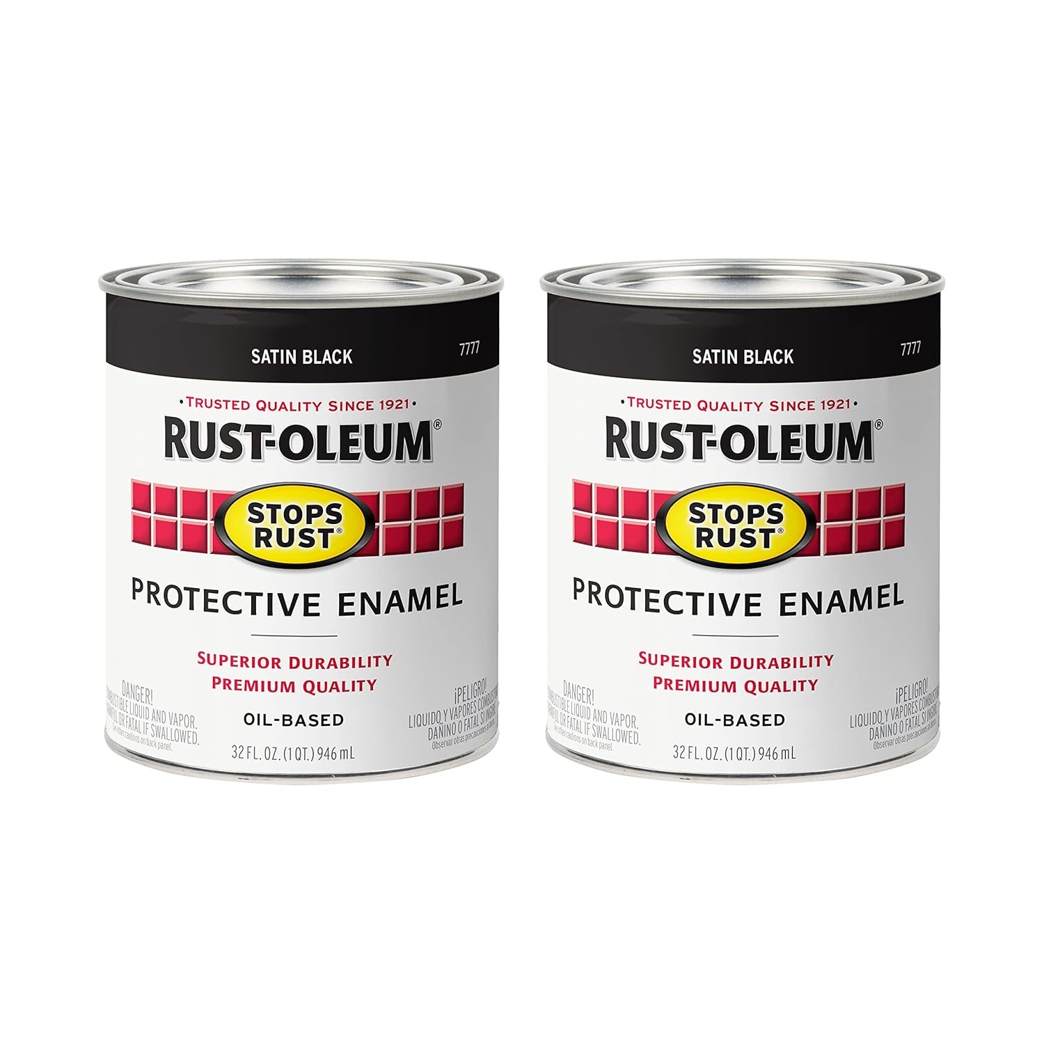 Rust Oleum Stops Rust Satin Black Brush On Paint 32 Fl Oz 2 Pack Quart Size