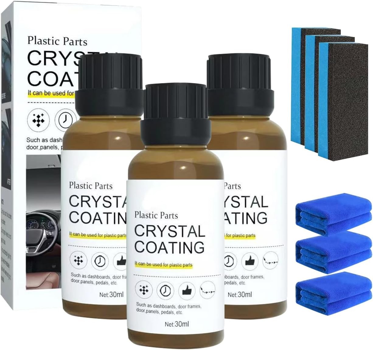 (3PC) Crystal Coating for Car Plastic Parts,2025 New Plastic Parts Crystal