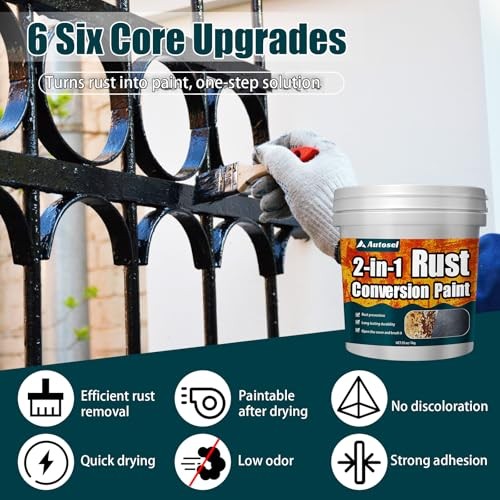2-in-1 Rust Converter & Primer, Stops Rust, Black Metal Paint, 35 oz