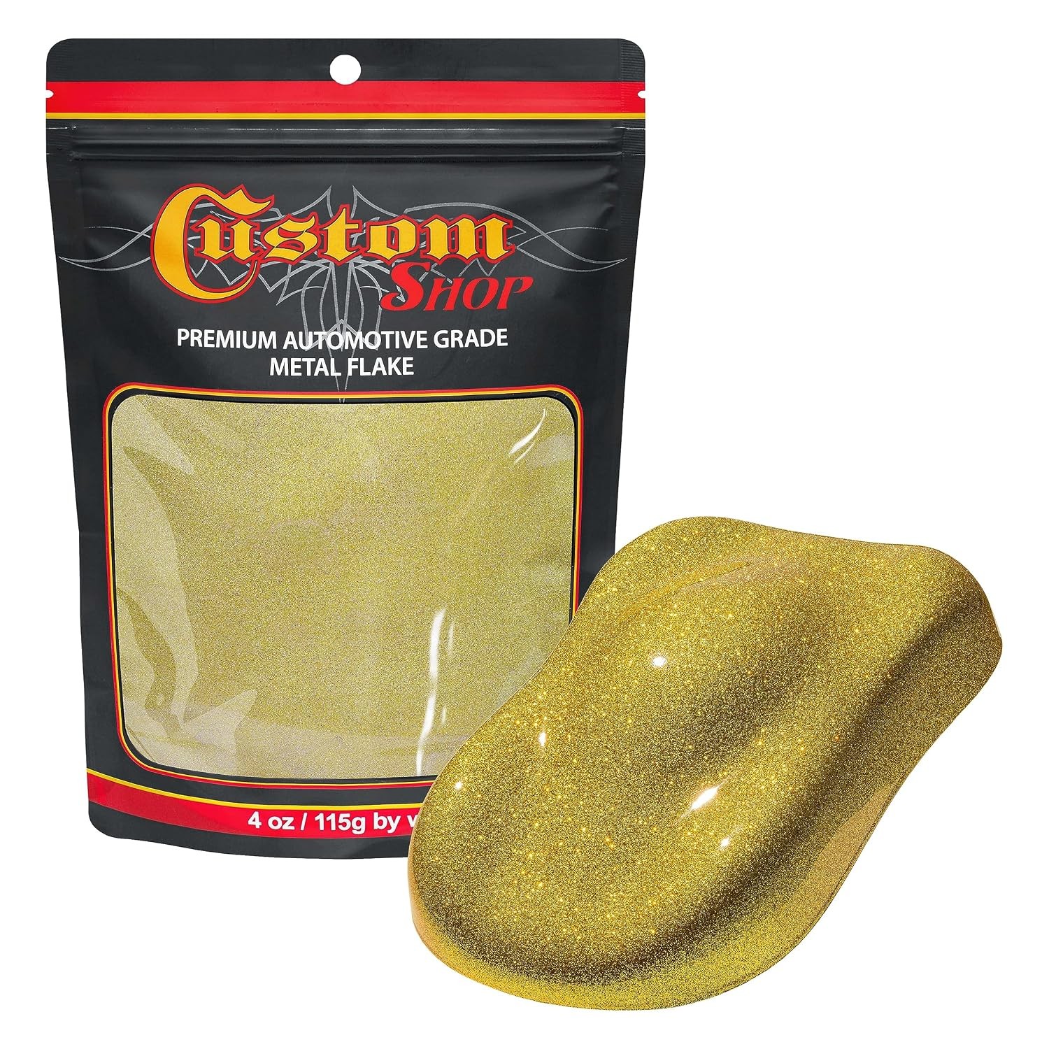 Custom Shop Metal Flake for Automotive Paint, Brilliant Gold, 4oz Micro .004″ Me