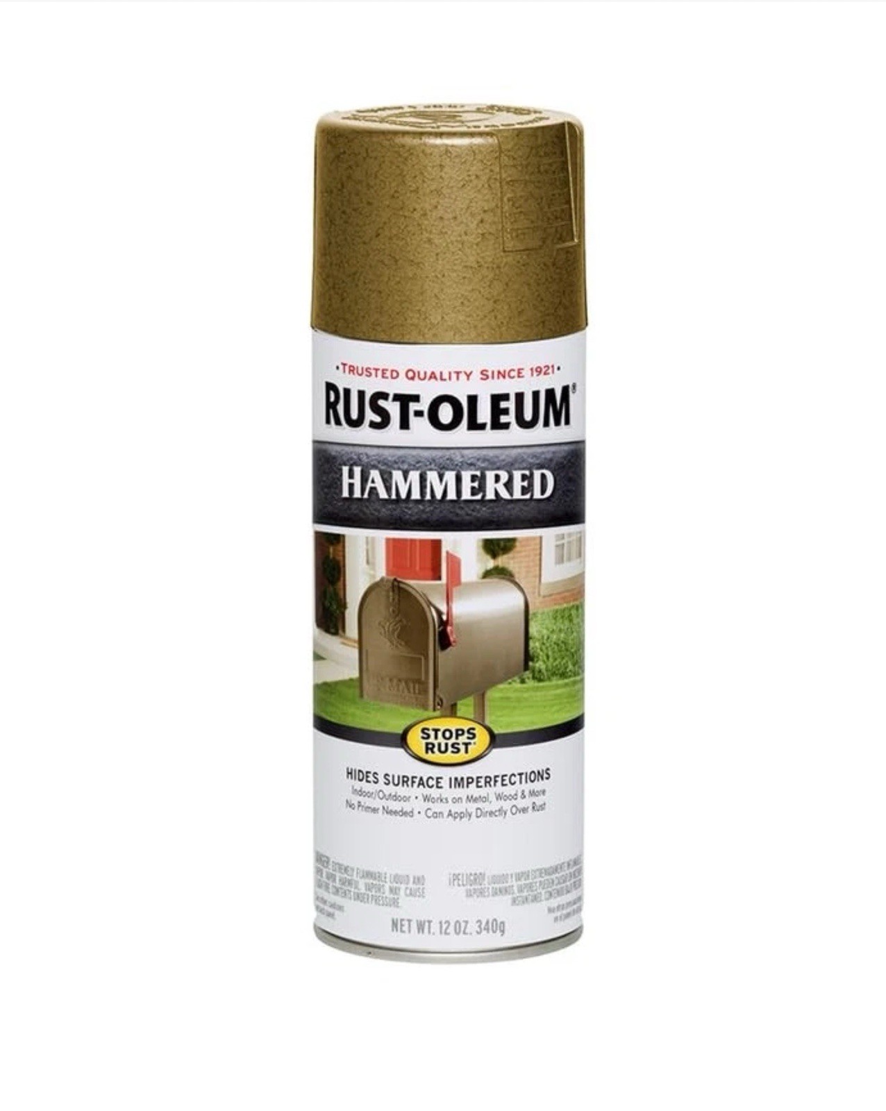 Rust Oleum Hammered Enamel Spray Paint Gold 12 Ounce Interior Exterior Use