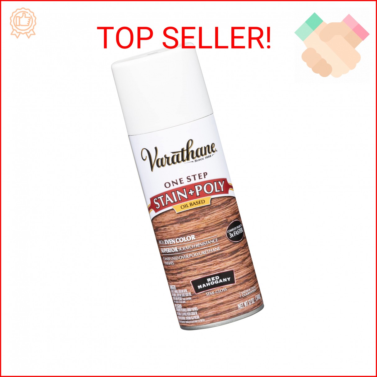 Varathane 243867 Oil-Based One Step Stain + Poly Spray, 12 oz, Red Mahogany