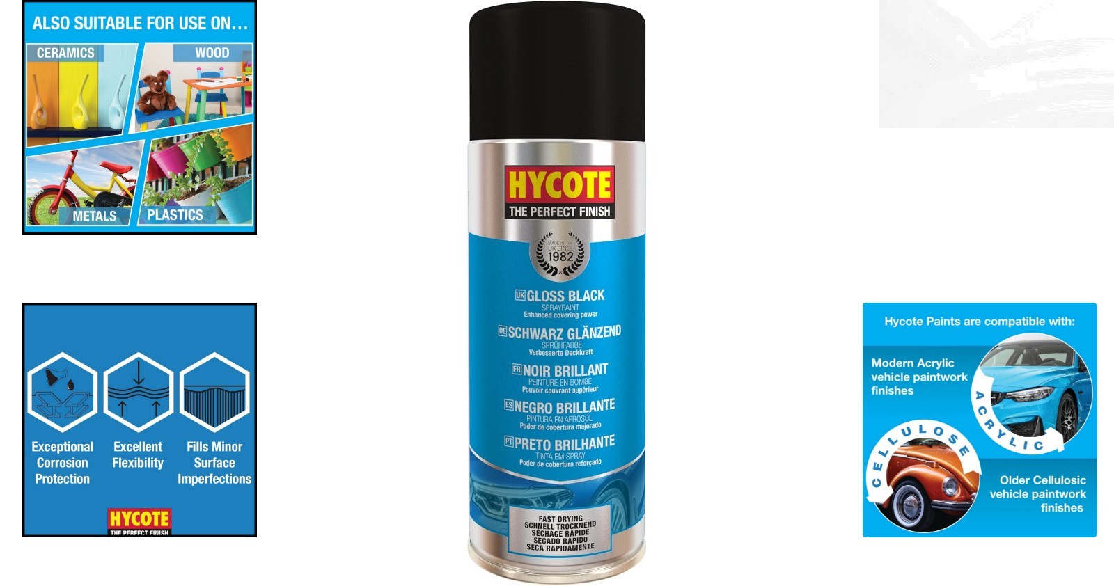 Professional Grade Gloss Black Spray Paint, 13.5 Oz, Fast-Drying & UV Resistant