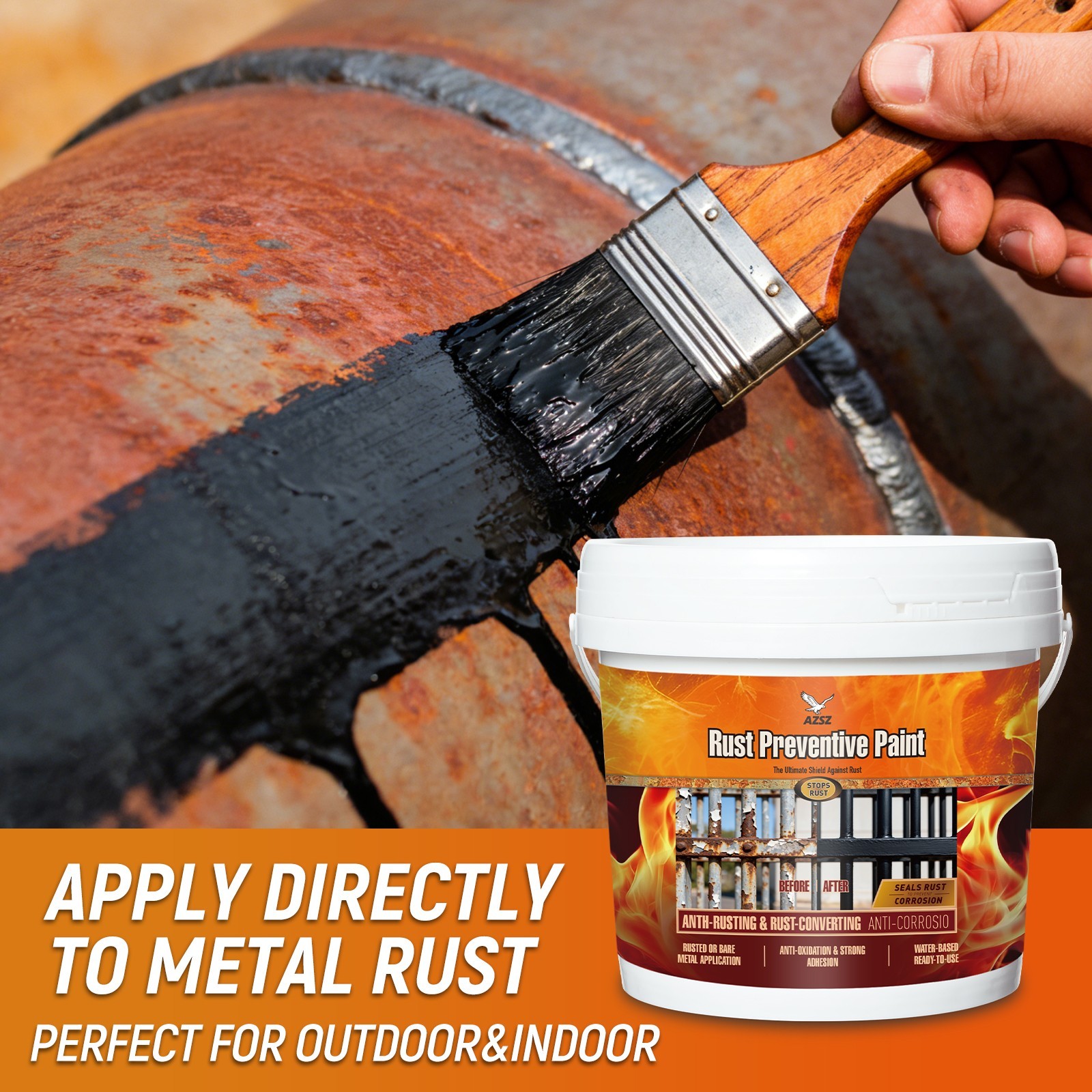 1 Gal Rust Inhibitor Paint, 2-in-1 Rust Converter & Metal Protector, Etching Pri