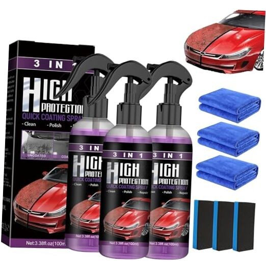 3Pcs Car Coating Spray, High Protection 3 in 1 Spray, 3 in 1 High Protection