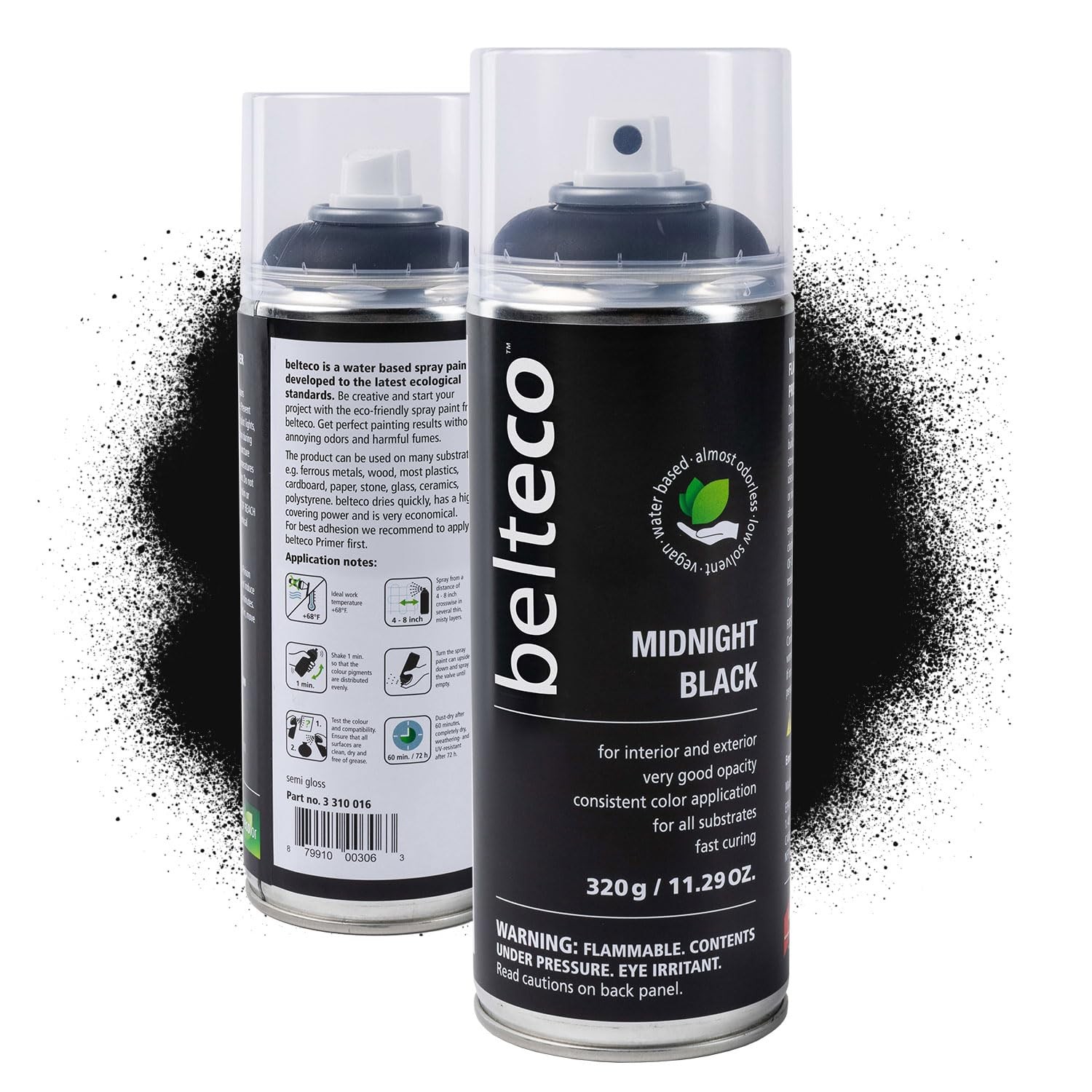 BELTECO Midnight Semi Gloss Black Spray Paint | WaterBased & Odorless | EcoFr…