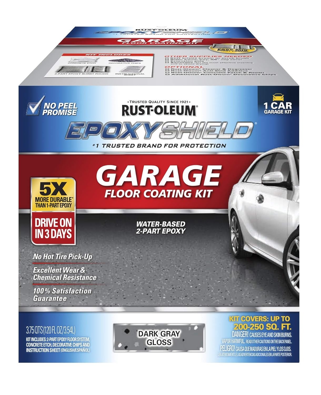 Rust Oleum Epoxy Shield Garage Floor Coating Kit 1 Car Dark Gray Epoxy Floor