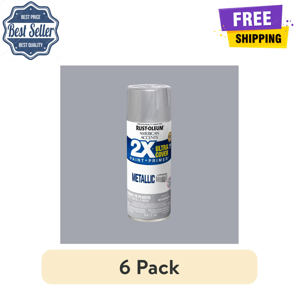 (6 Pack) Rust-Oleum American Accents 2X Ultra Cover Metallic Spray Paint, 12 oz