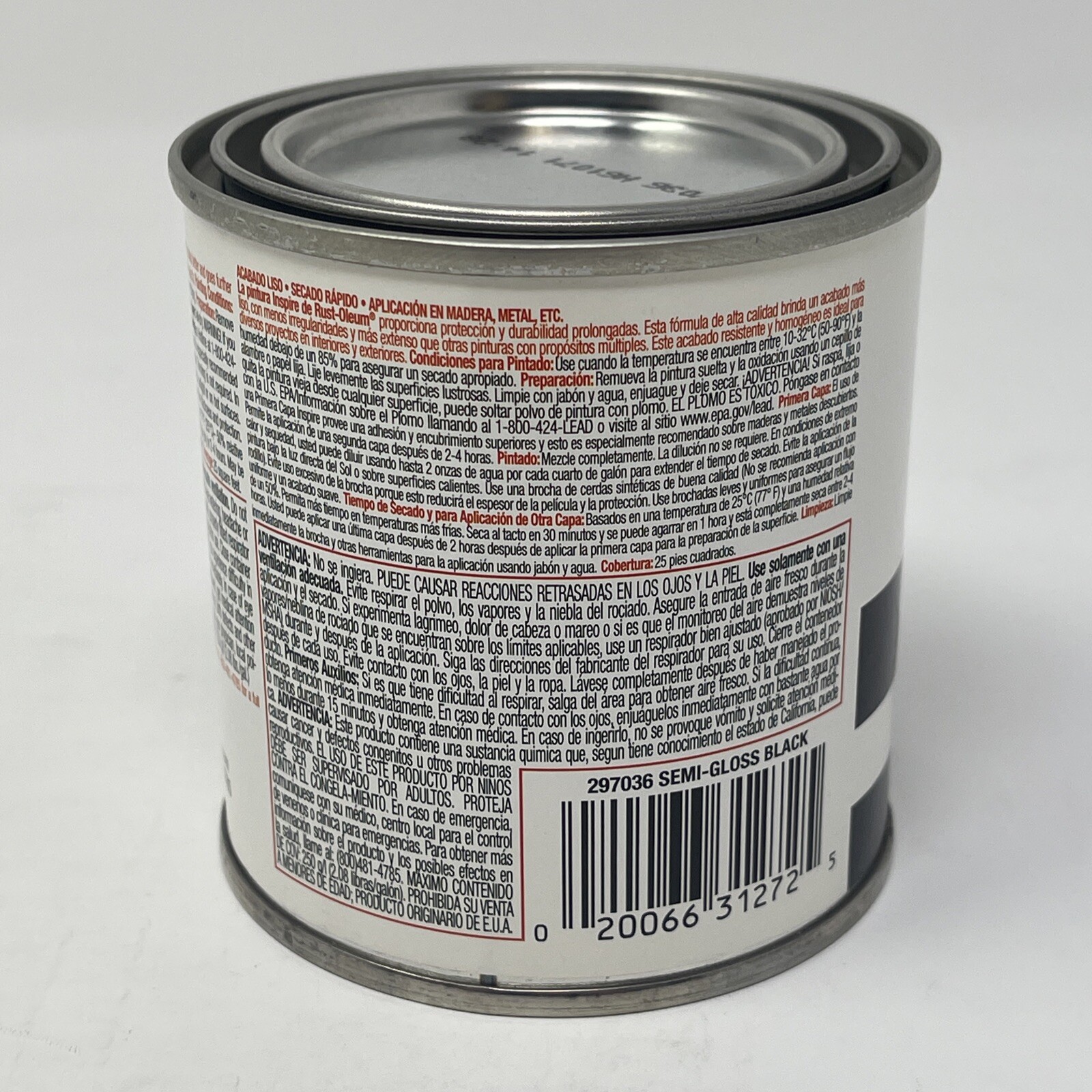 Rust-Oleum Inspire 297036 Premium Latex Paint, Semi-Gloss, Black 8 oz SHIPS FAST