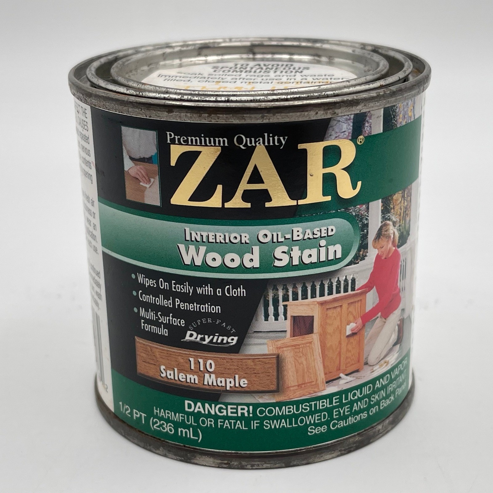 ZAR Interior Oil-Based Wood Stain 110 Salem Maple 1/2 PT 236 mL Fast Drying