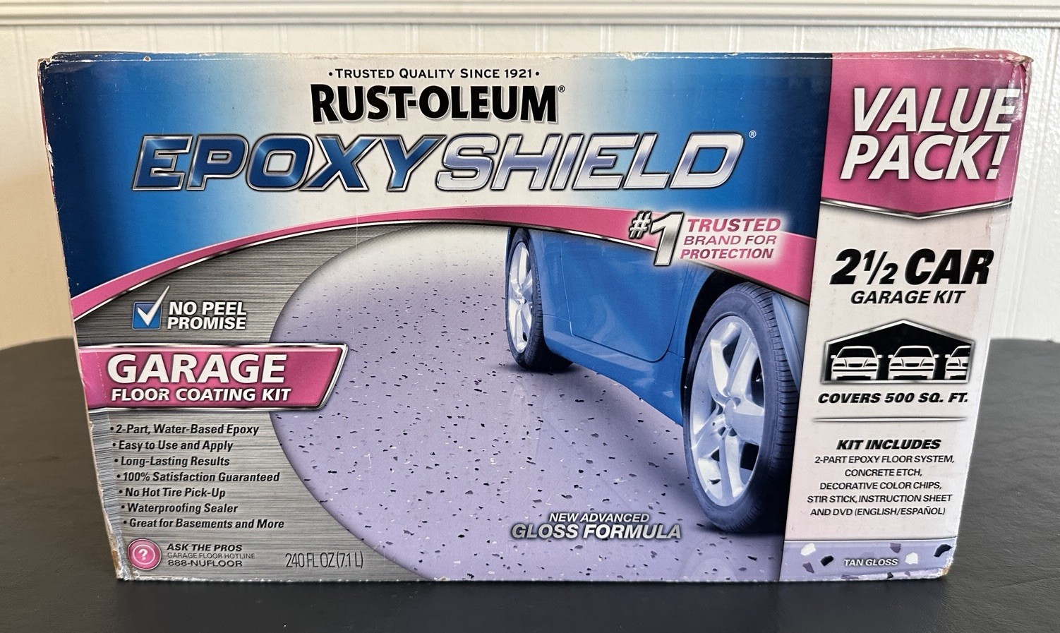 Garage Epoxy Shield Floor Kit Tan High-Gloss 2.5-Car Waterproof Sealant