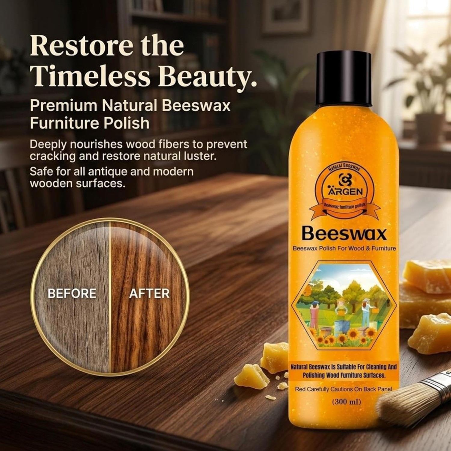 Beeswax Furniture Wood Polish – Wood Seasoning Beeswax Oil for Wood Natural W…