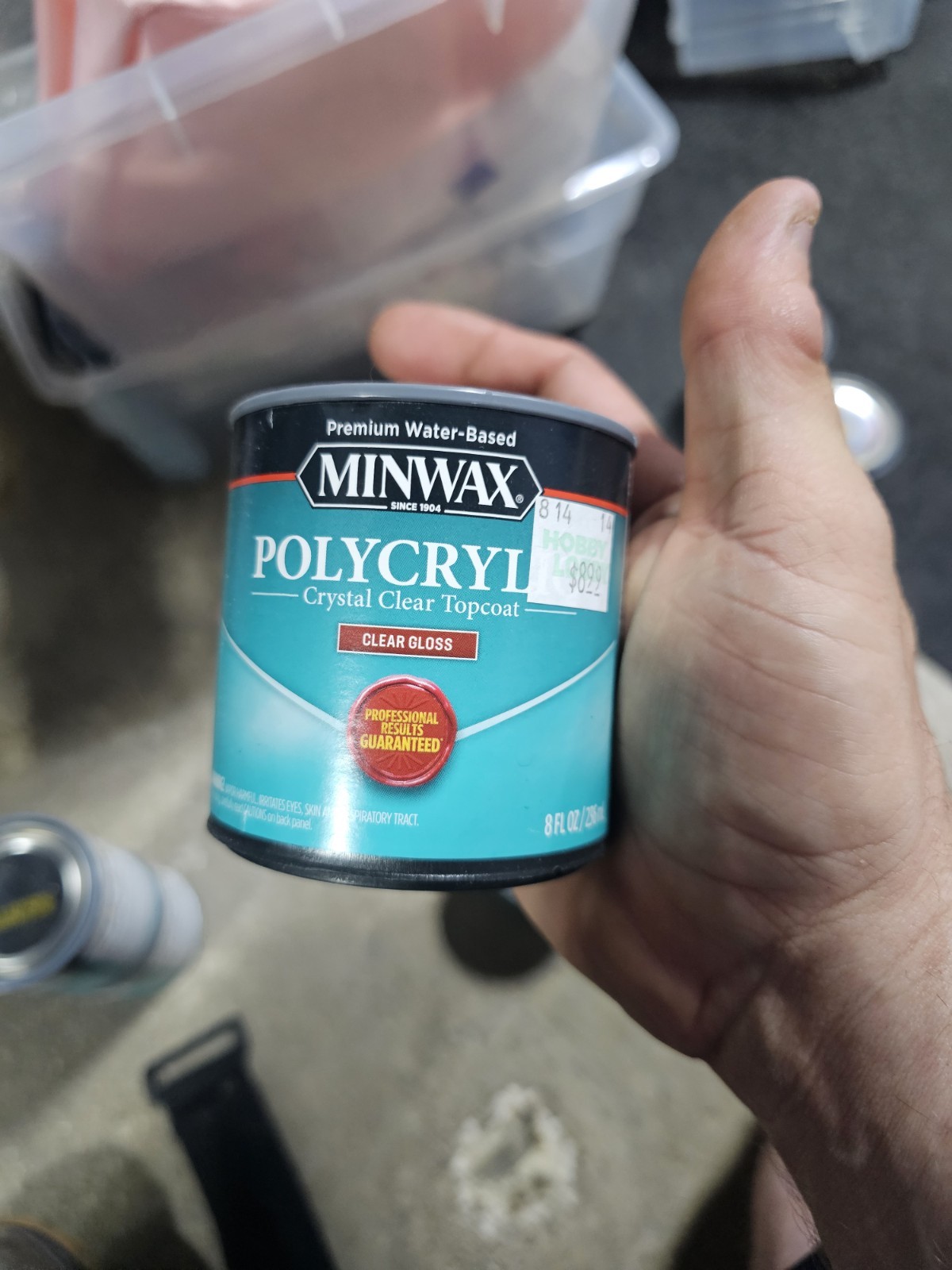 MINWAX POLYCRYLIC Crystal Clear Topcoat CLEAR GLOSS 8oz (1/2 pint) NEW
