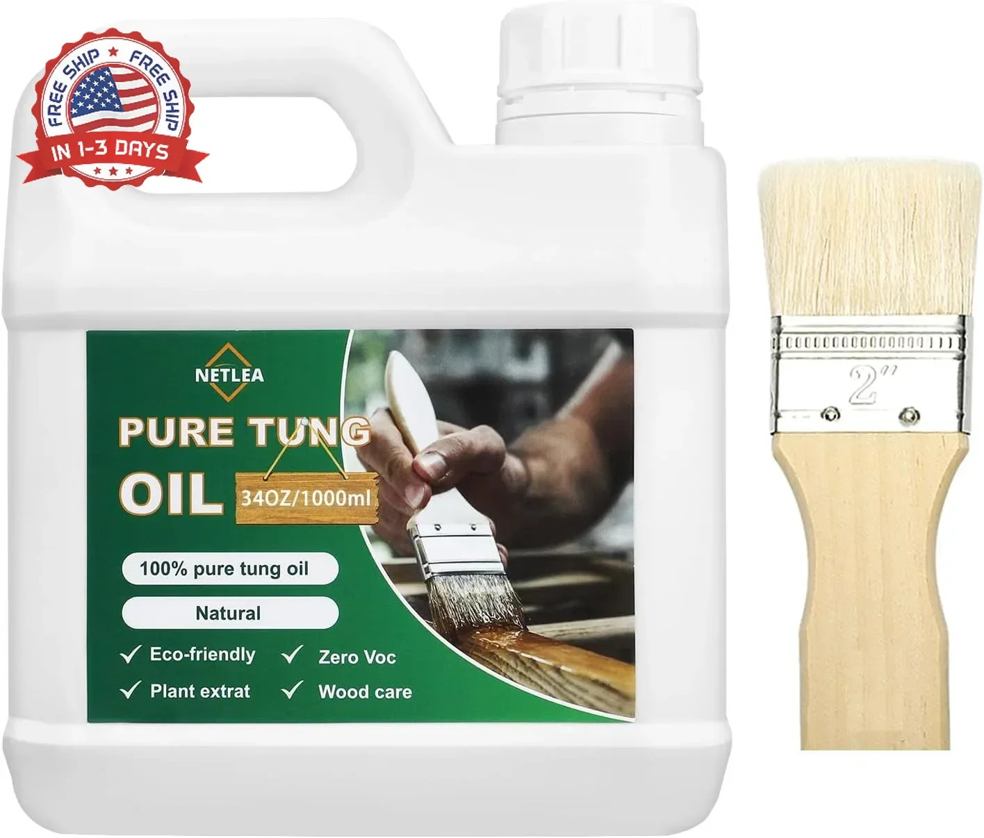 34oz 100% Pure Tung Oil for Wood Finish,Pure Natural for Furniture,Countertop,Wo