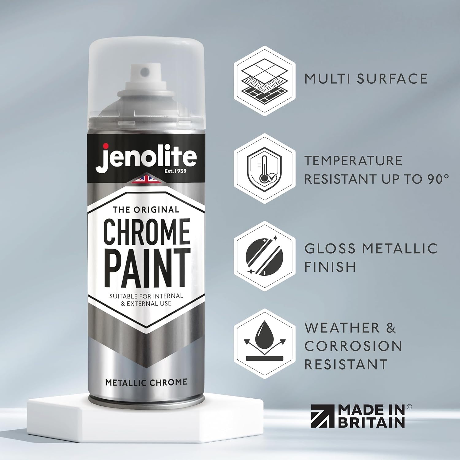 Chrome Spray Paint – Smooth Finish for Metal, Plastic & More – Multi-Surface, 3x