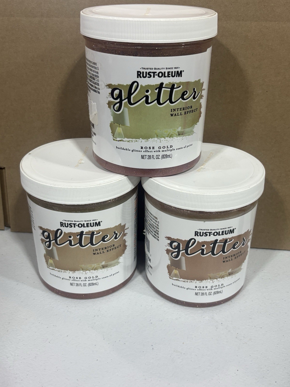 3x Rust-Oleum 360221 Glitter Interior Wall Paint ROSE GOLD 28oz