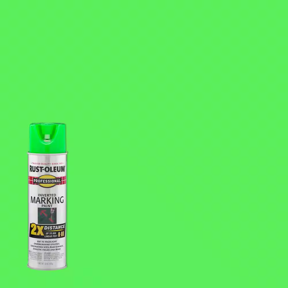 15 Ounce Flat Fluorescent Green Exterior 2X Distance Inverted Marking Spray Pain