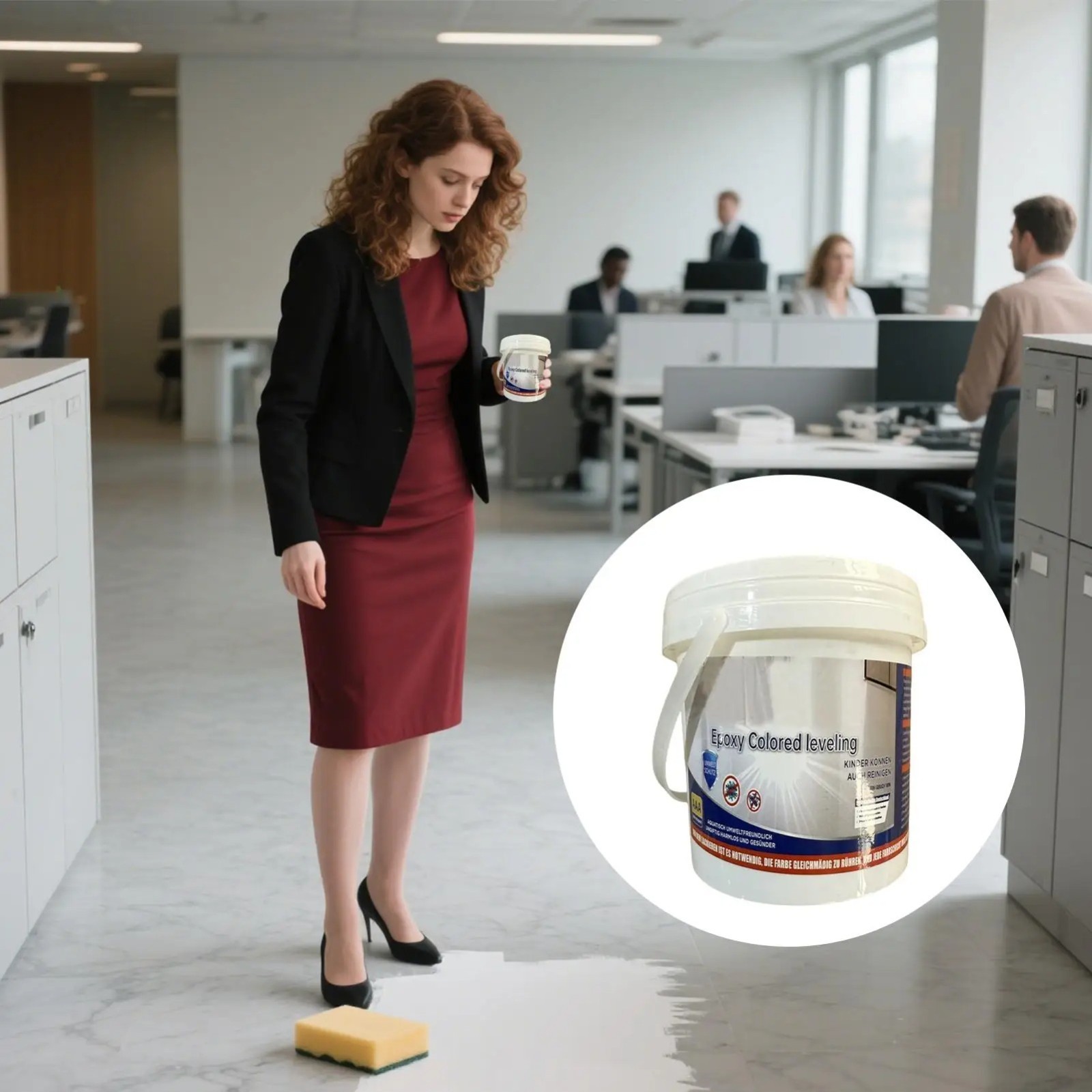Marble Effect Epoxy Floor Coating High-Gloss Floor Paint Waterproof & Anti-slip