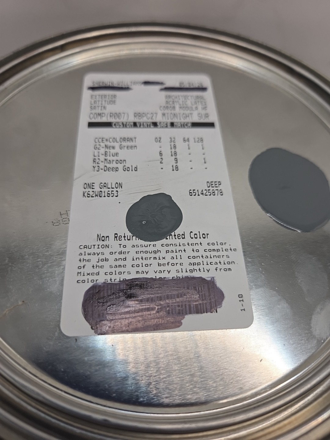 1 Gallon Sherwin Williams Latitude Exterior Satin Color Midnight Surf