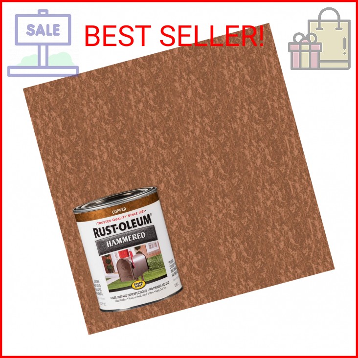 Rust-Oleum 239074 Stops Rust Hammered Finish Paint, Quart, Copper, (Pack of 1)