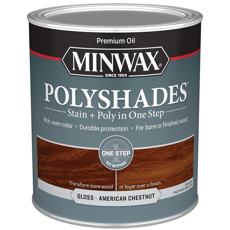 Minwax 614750444 Waterbased Polyurethane Stain, Gloss, Liquid, American Chestnut