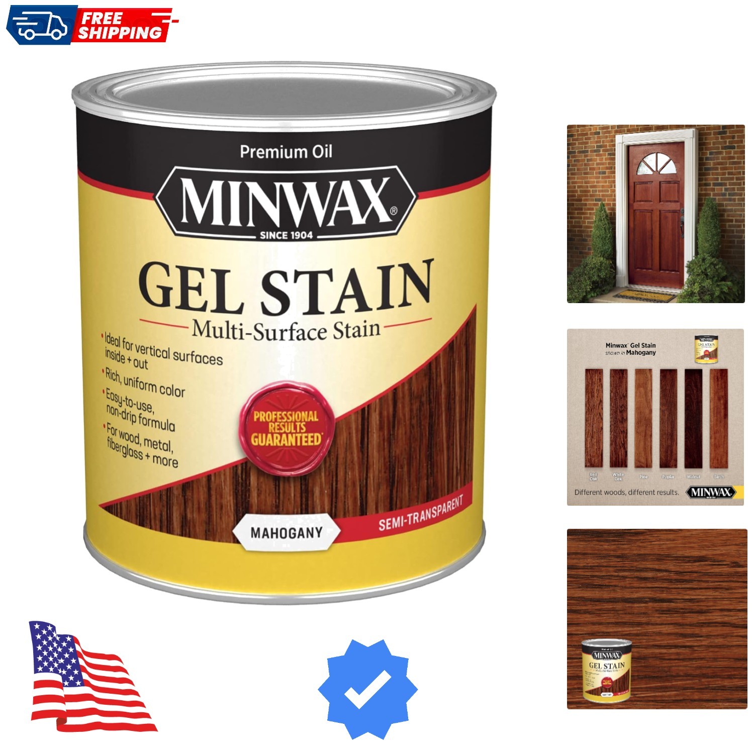 Gel Stain for Interior Wood Surfaces, Quart, Mahogany