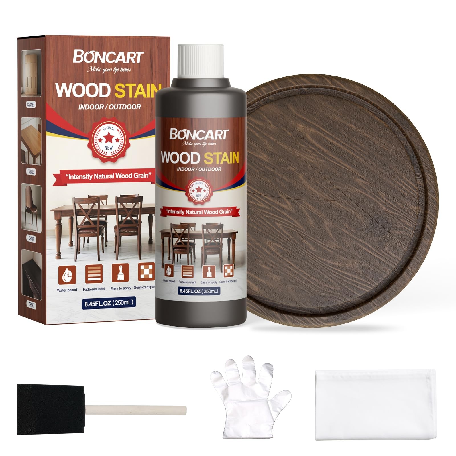 Water-Based Wood Stain, 8.45FL.OZ/250mL Stain for Wood, Suitable for Staining…