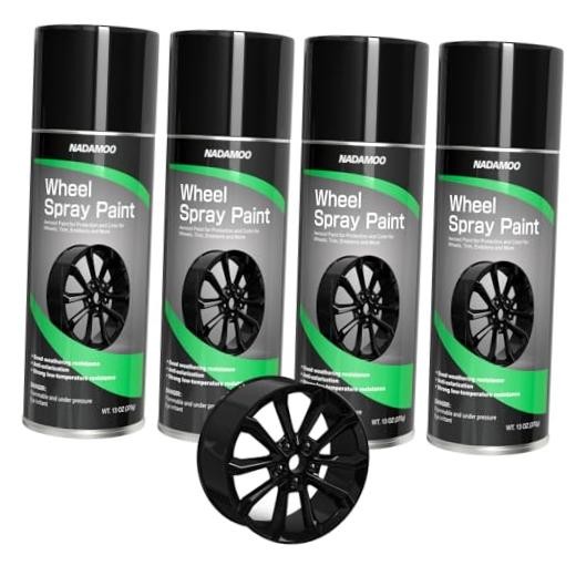 Aluminum Wheel Spray Paint, Semi-gloss 13 Ounce (Pack of 4) Glossy Black