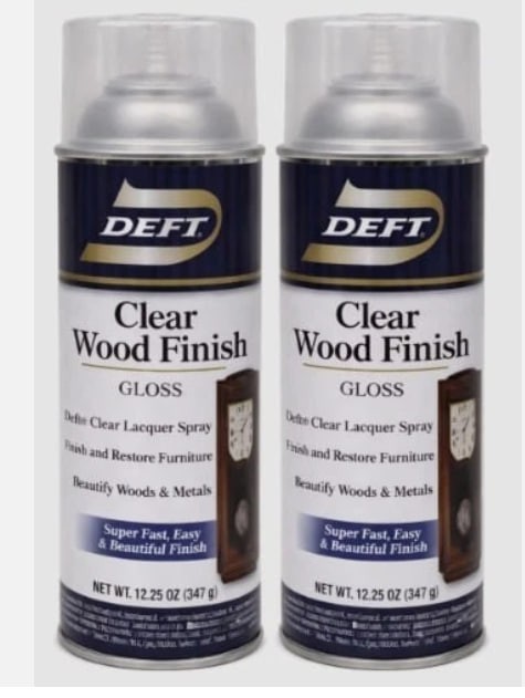 DEFT Interior Clear Wood Finish Gloss Lacquer Spray 12.25oz 2 Pack Fast Dry