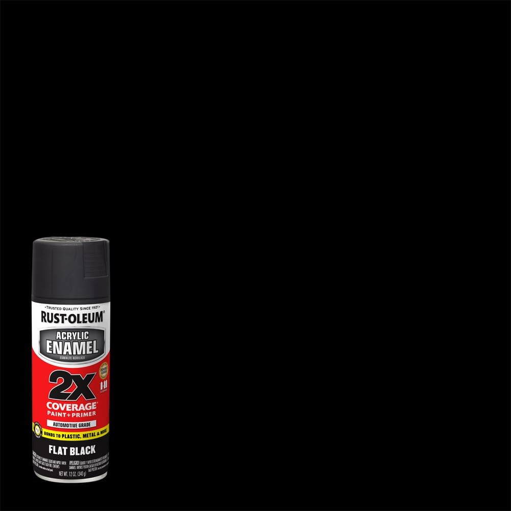 Rust-Oleum Acrylic Enamel 2X Spray Paint & Primer Metal Plastic Wood Flat Black