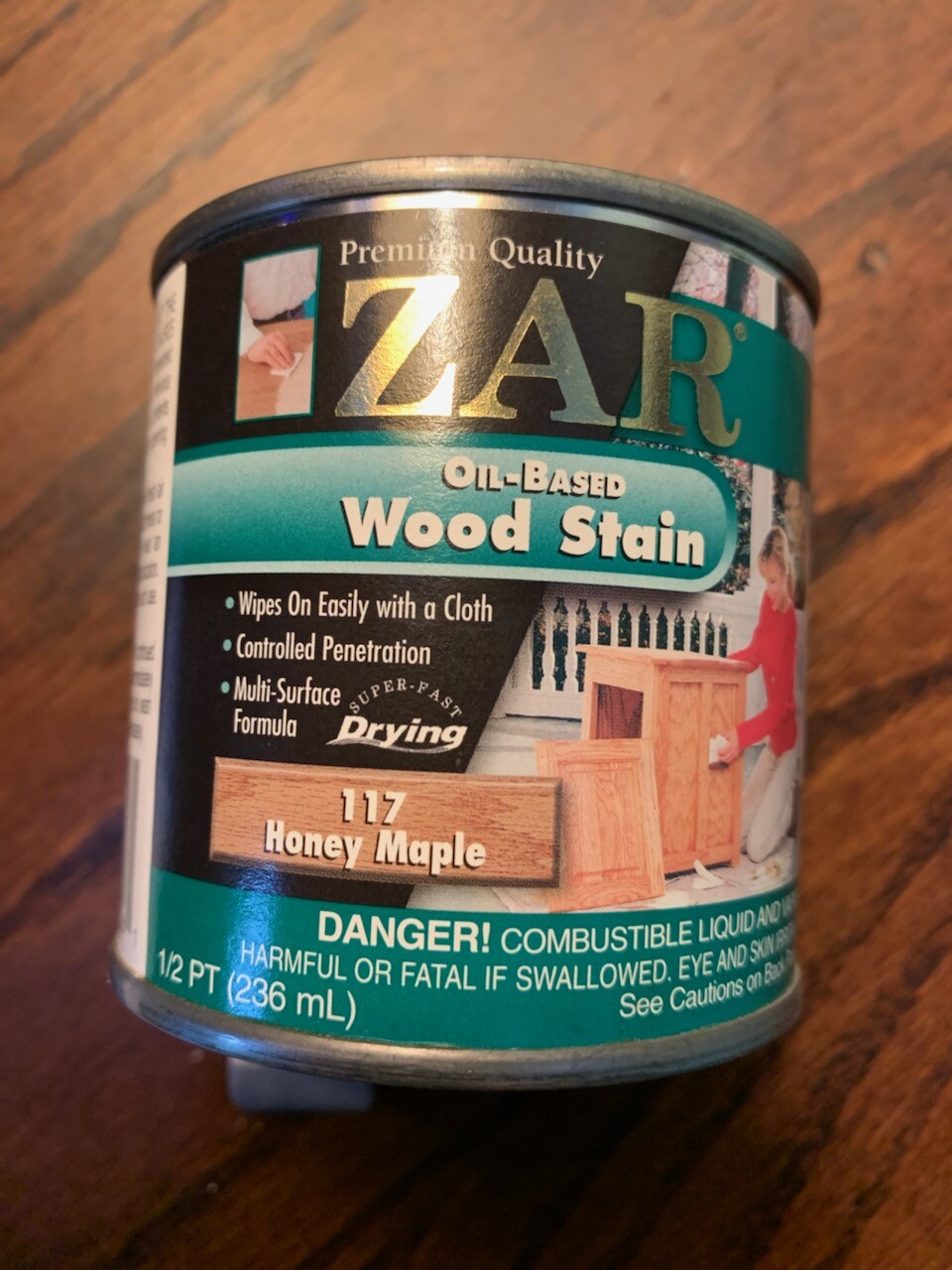 Zar Interior Stain, 117 HONEY MAPLE, 1/2 pint