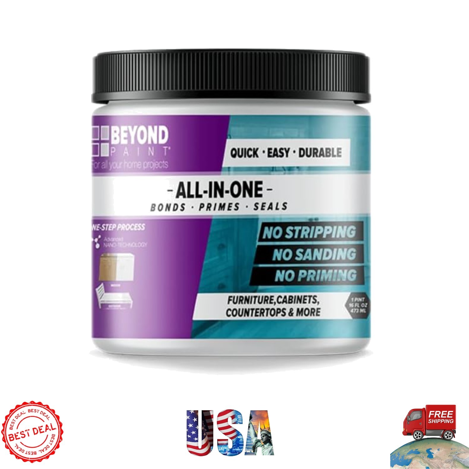 Acrylic Refinishing Paint, Soft Gray Matte – Fast-Drying, No Prep Work, 1 Pint