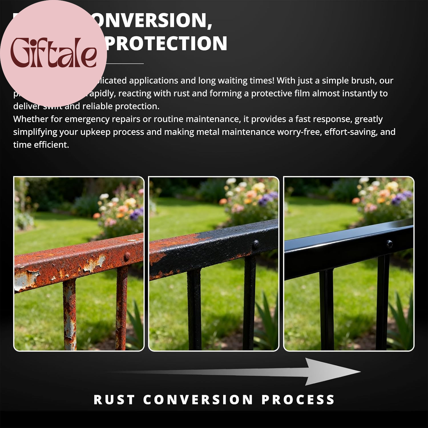 Rust Converter for Metal, 2 in 1 Rust Converter Paint and Primer, Converts Rust
