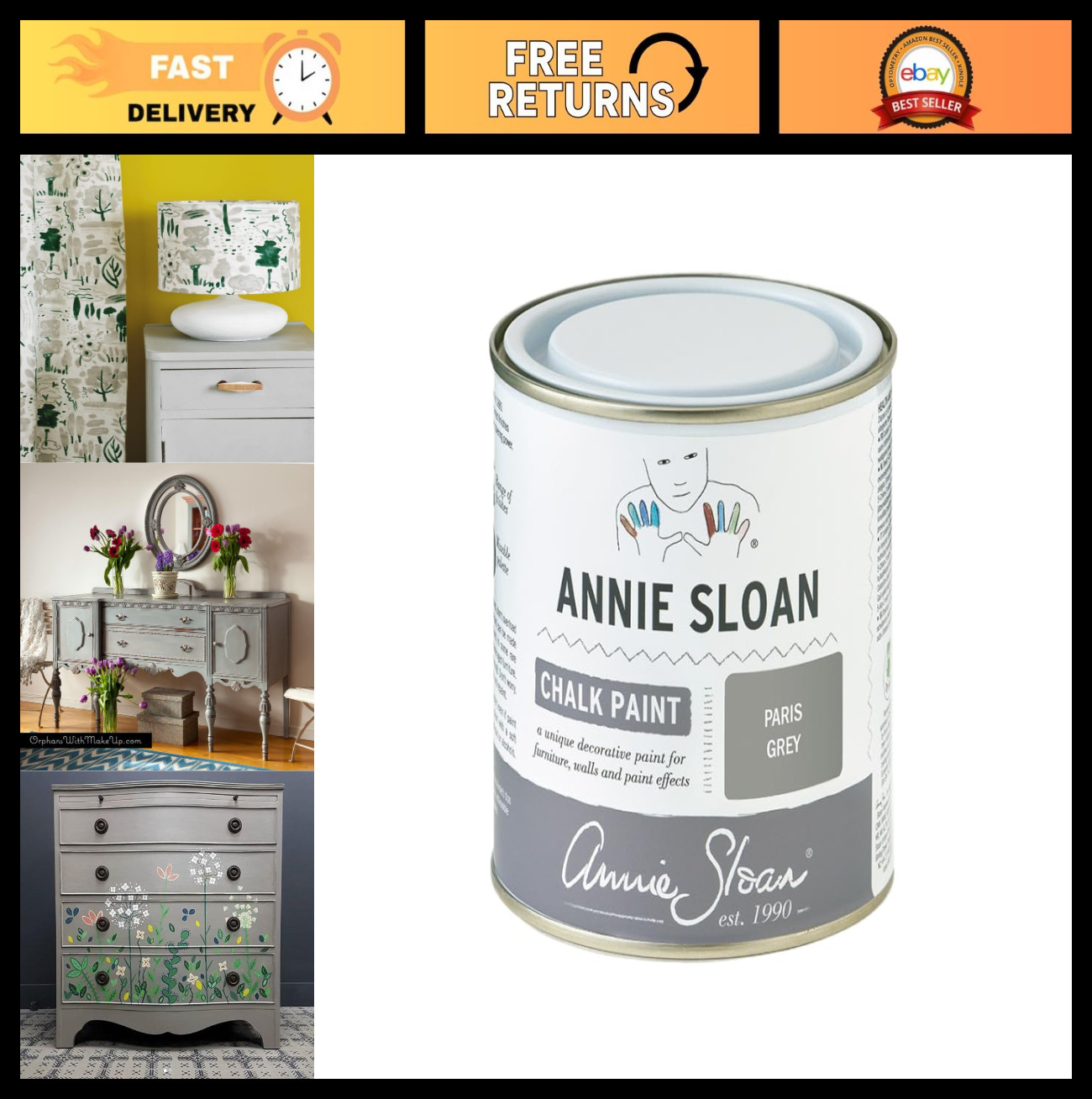 Chalk Paint for Furniture & Cabinets – Paris Grey, 500ml, No Sanding/Priming Nee