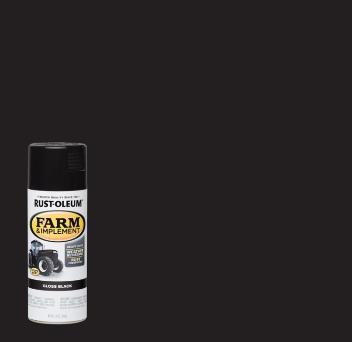 Rust-Oleum 280123 Farm & Implement Spray Paint, 12 oz, Gloss Black, (Pack of 6)