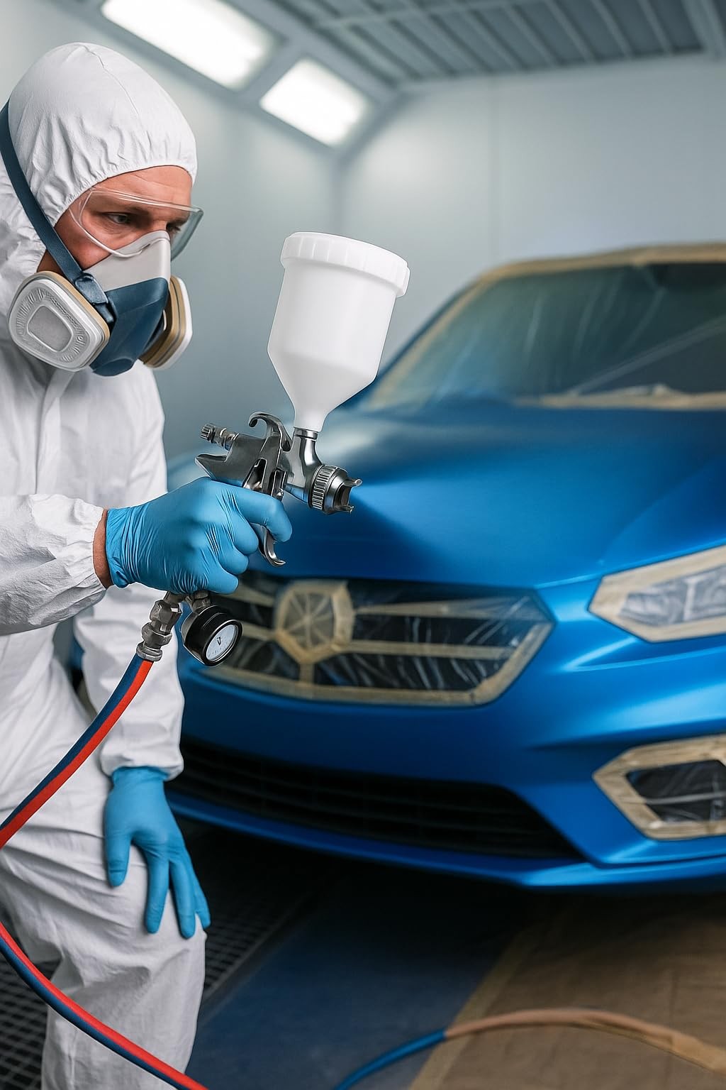 Professional HVLP Gravity Feed Air Spray Gun with 1.4mm Stainless Steel Nozzle,