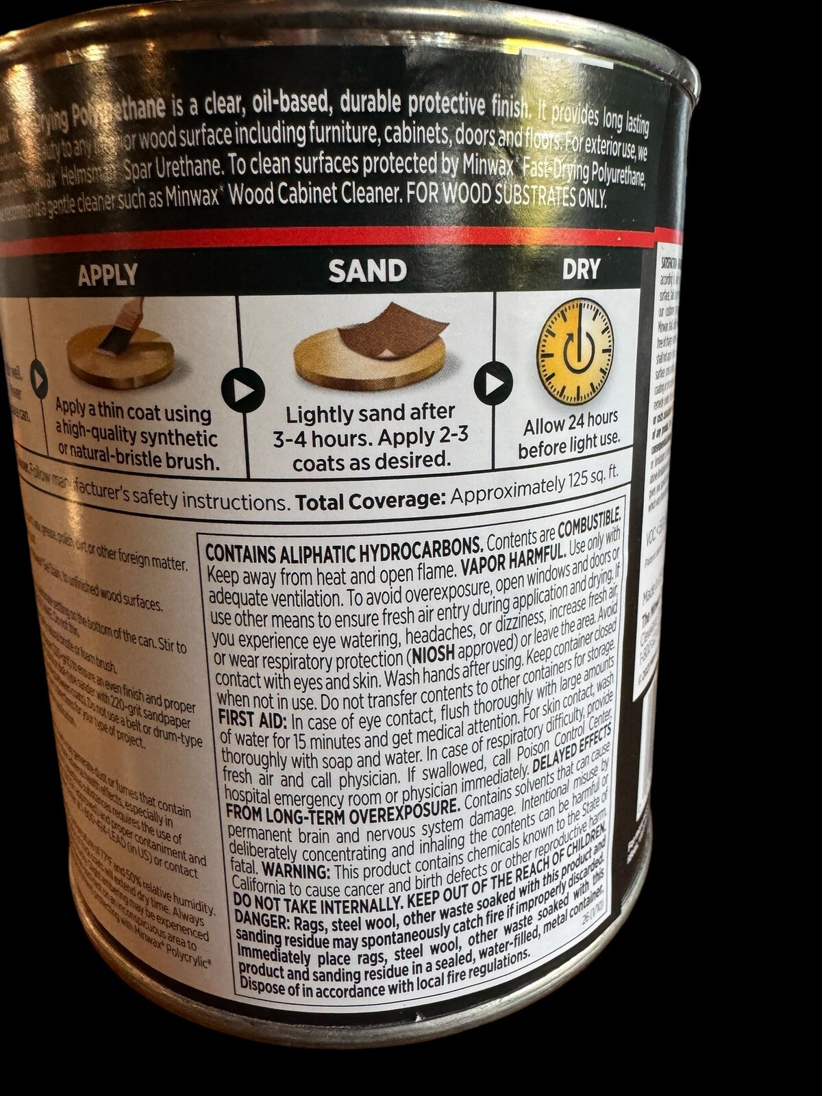 Minwax Fast Drying Polyurethane Protective Wood Finish, Clear Semi-Gloss, 1