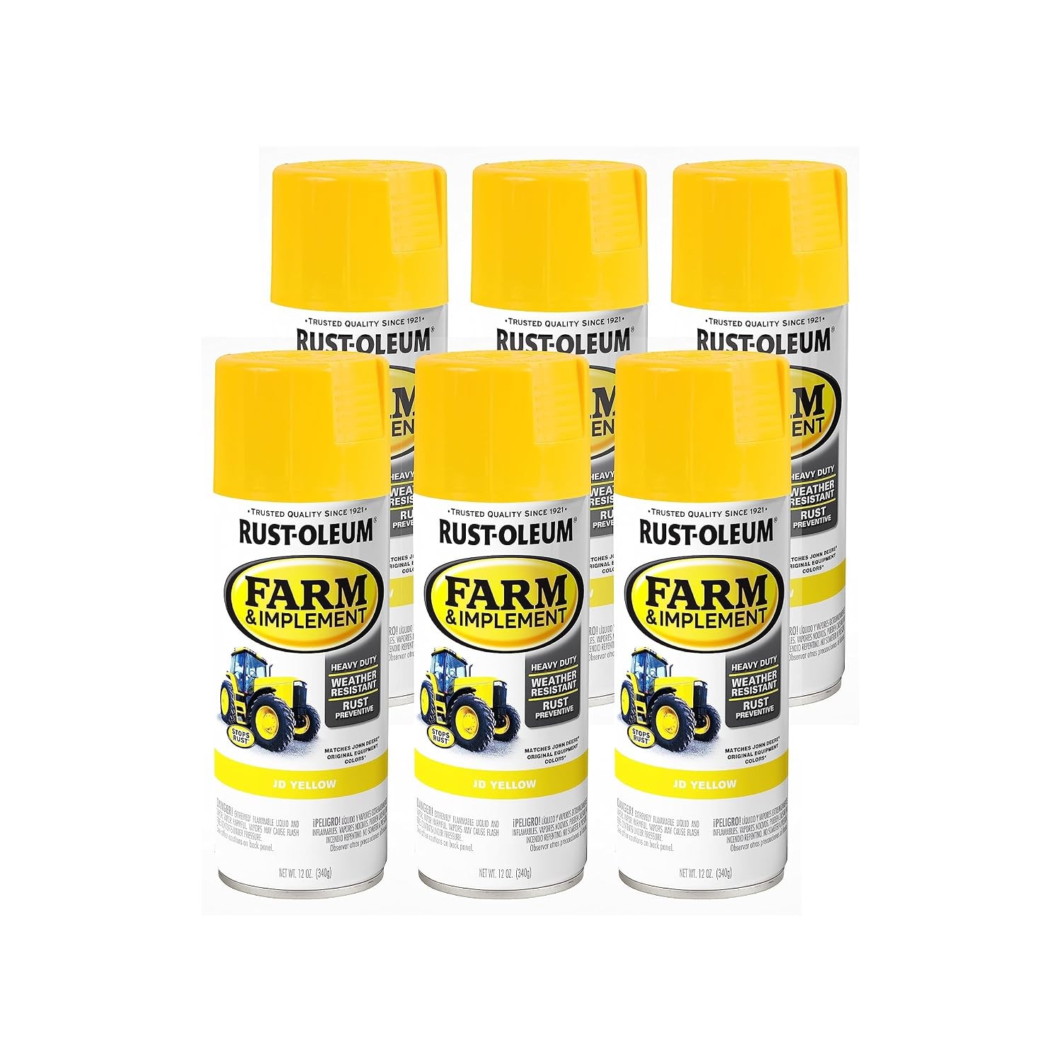 Rust Oleum 6 Pack 12 oz JD Yellow Farm Equipment Spray Paint Rust Spray Paint