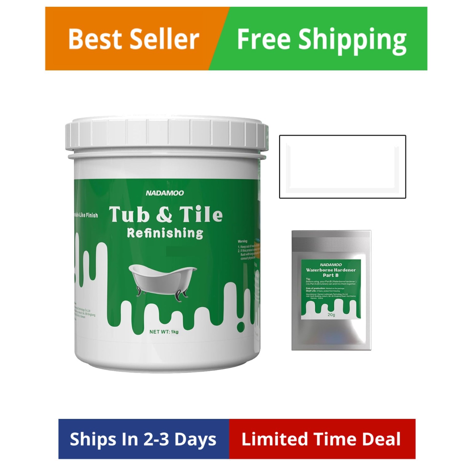 Tub and Tile Refinishing Kit White Without Tools，1kg / 35 oz Emulsion and 20g…