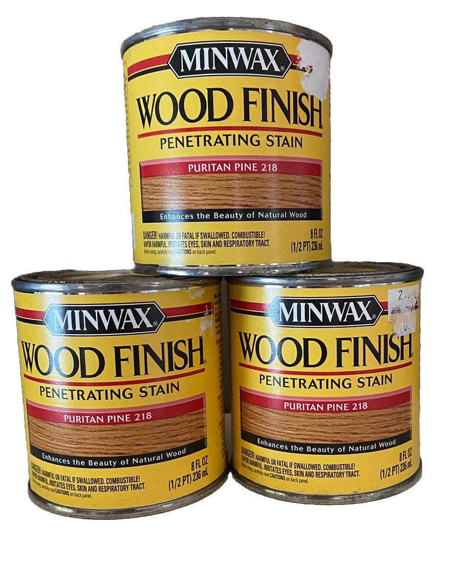 3 MINWAX 218 Puritan Pine Oil Based Wood Stain 1/2 Pt Small Cans 8 Oz. New
