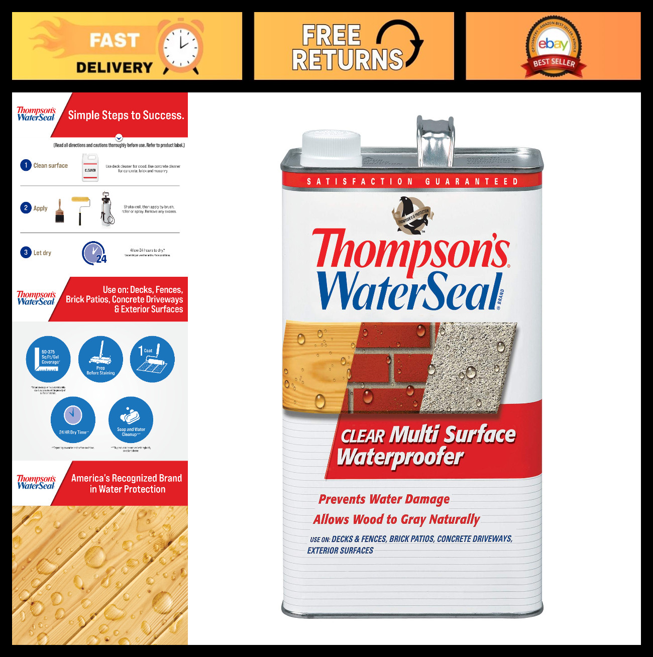 Multi-Surface Waterproofing Stain, Clear Finish, 1 Gallon – Outdoor Protection