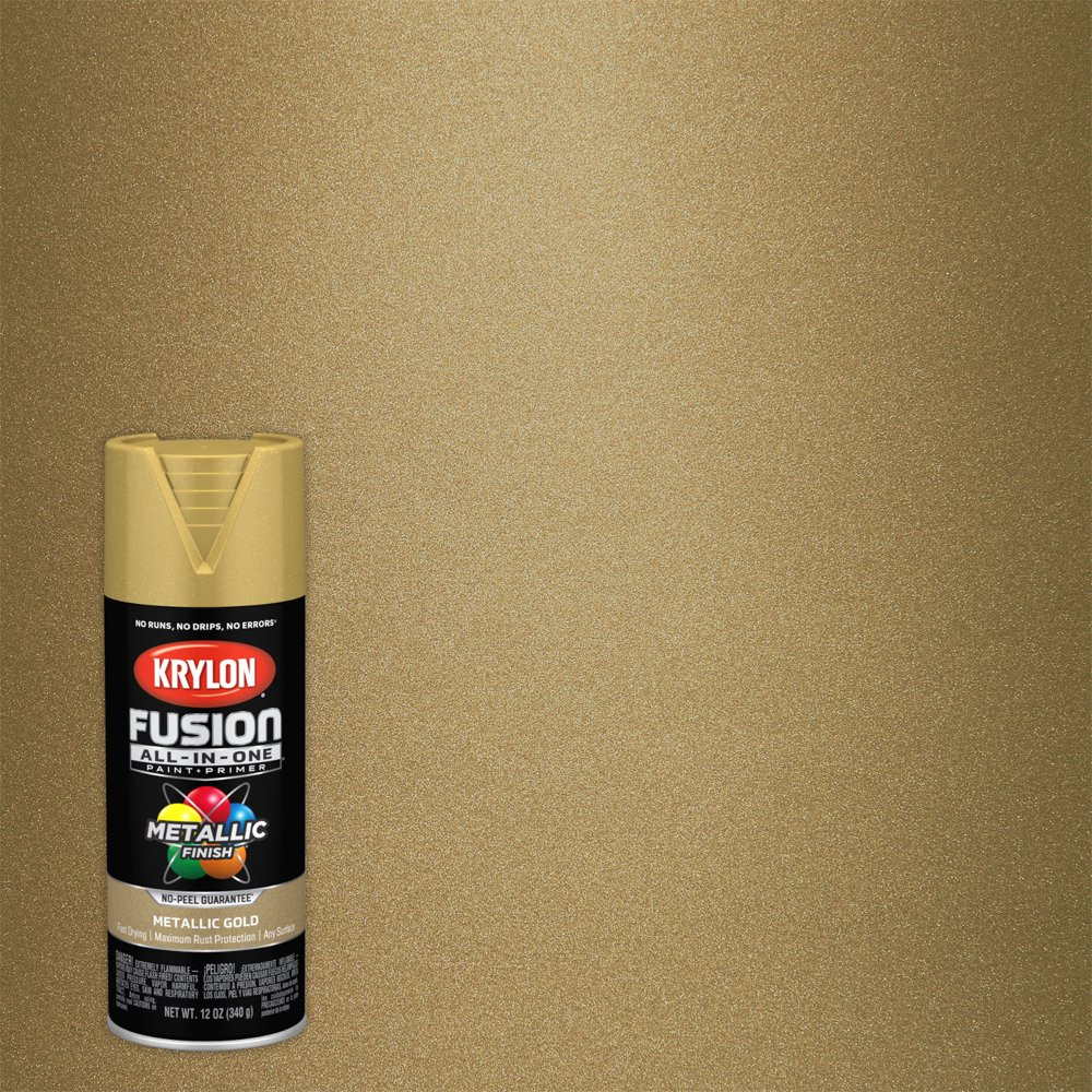 All Surfaces Rust Protection Metallic Gold Spray Paint No Sanding or Priming12Oz