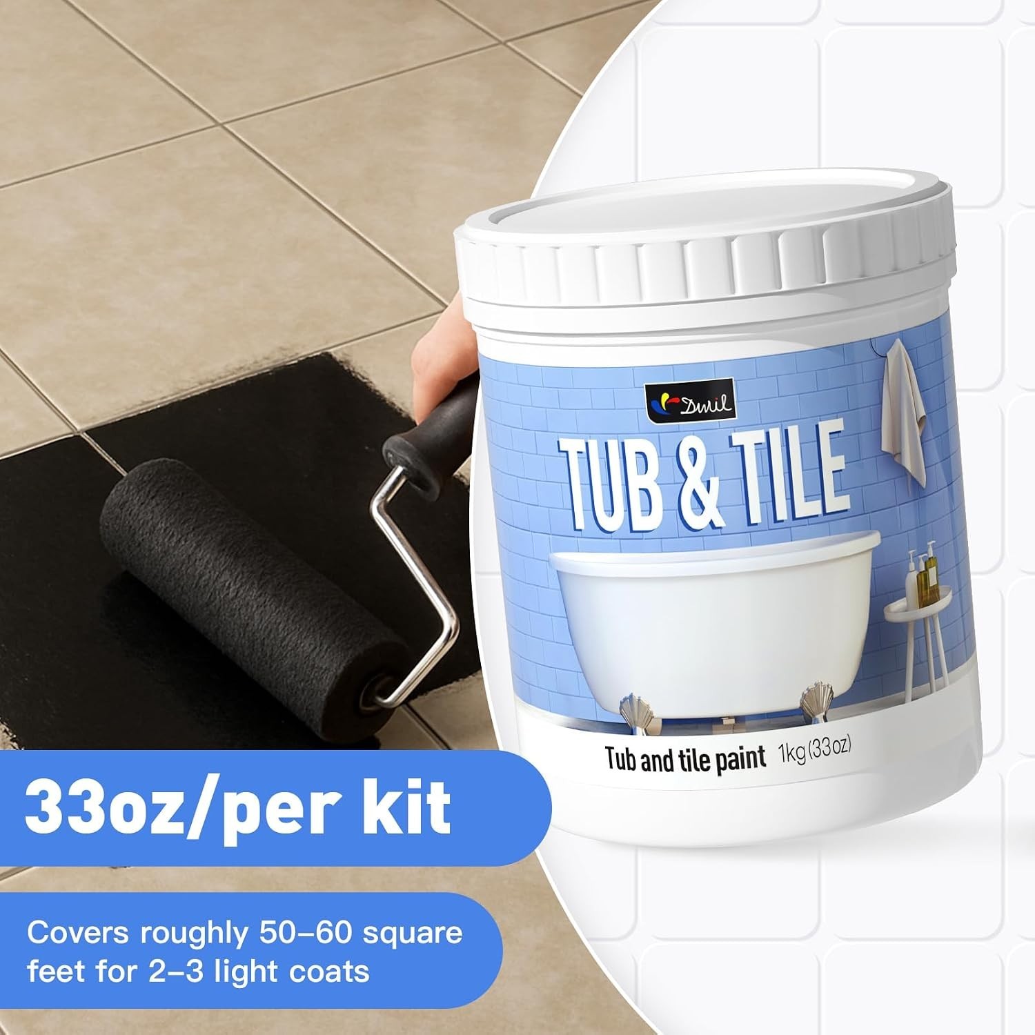 Water Based Tile Paint, Quick-Dry, 33oz – Semi-Gloss Black
